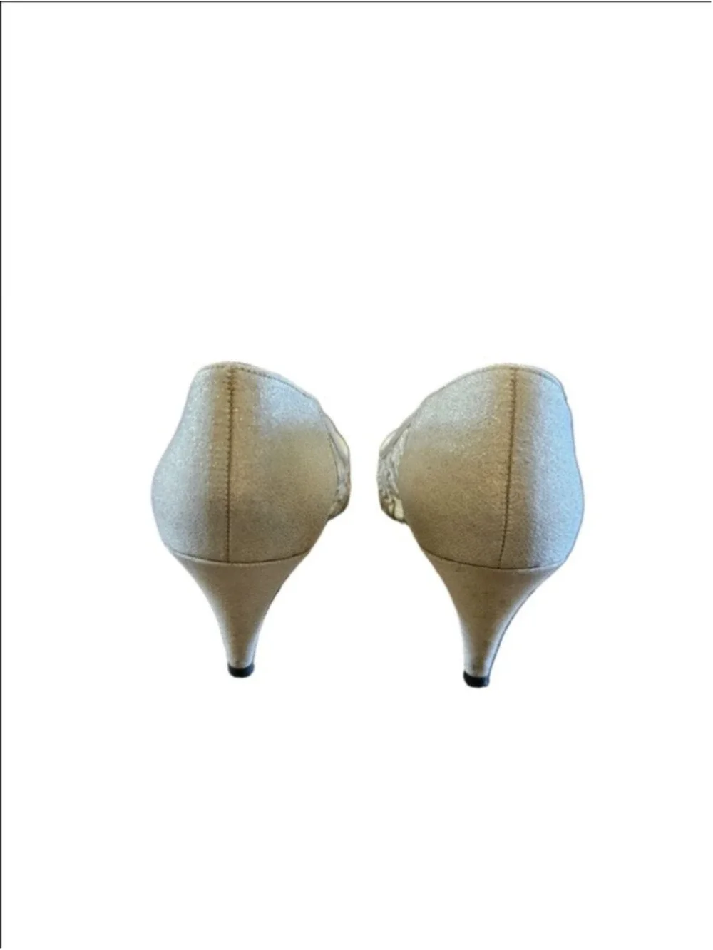 Women's Life Stride VTG 60s Bridal Gold Lace Kitten Heel Pumps 8.5 AA